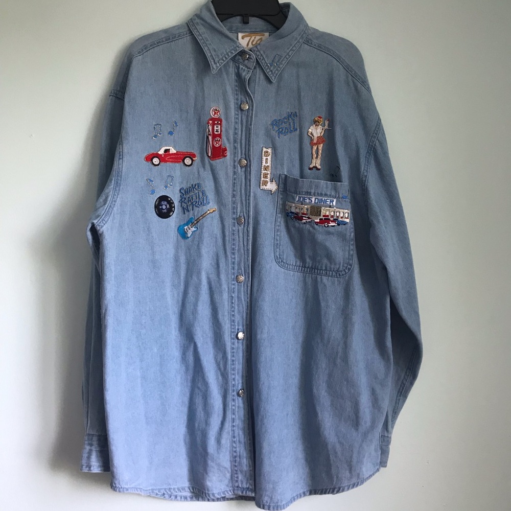 vintage 50’s rock and roll diner button up